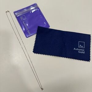 Automic Gold “A” Initial Necklace 15” White Gold